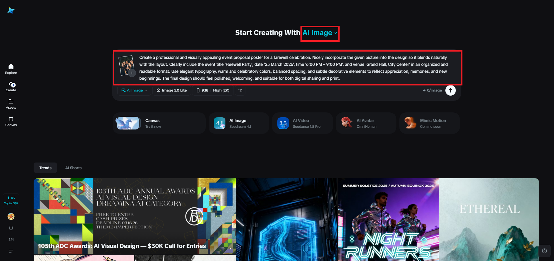 Enter your idea and add a reference image