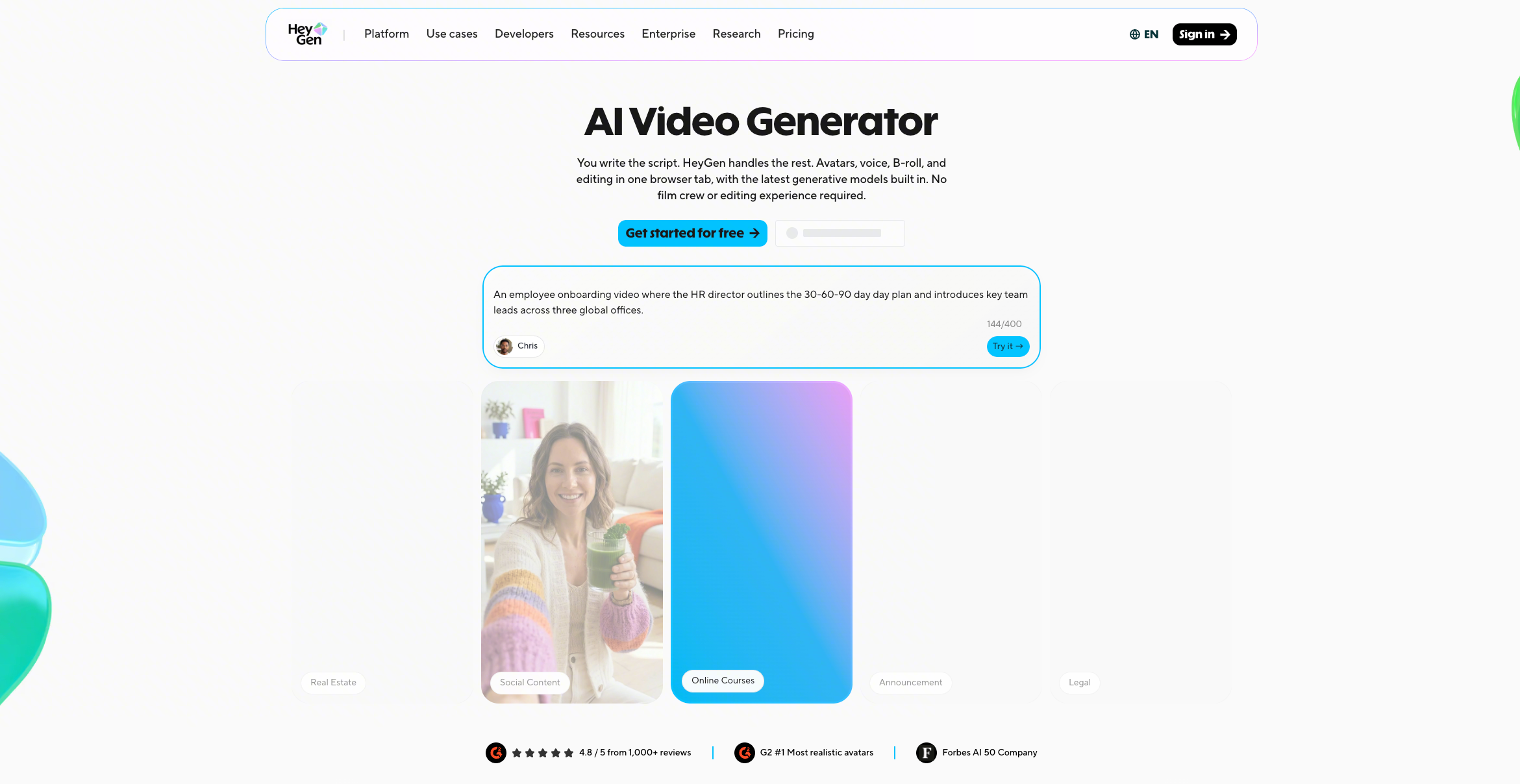 5. HeyGen - am besten für KI-gehostete YouTube-Kanäle