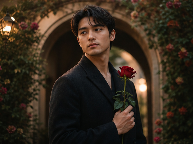 Gemini AI Foto Prompt Copiar Pegar Trending Boy Rose ejemplo rápido 3 - Romance de arco de jardín
