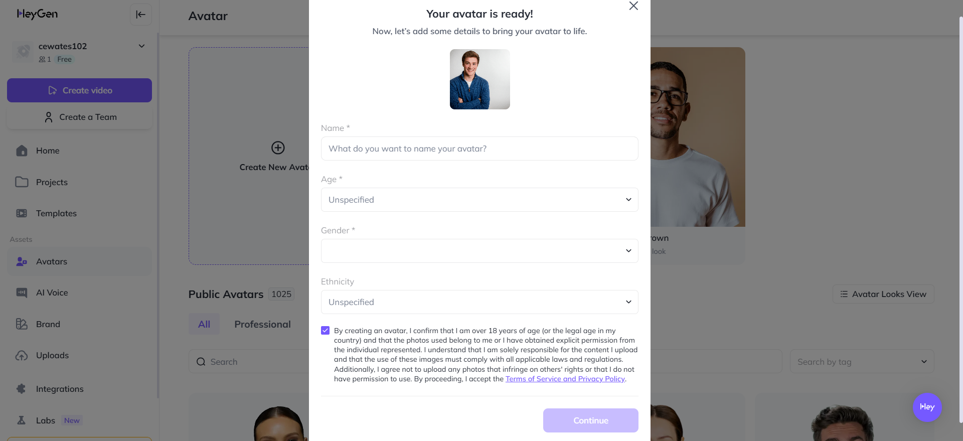 Personalize seu avatar
