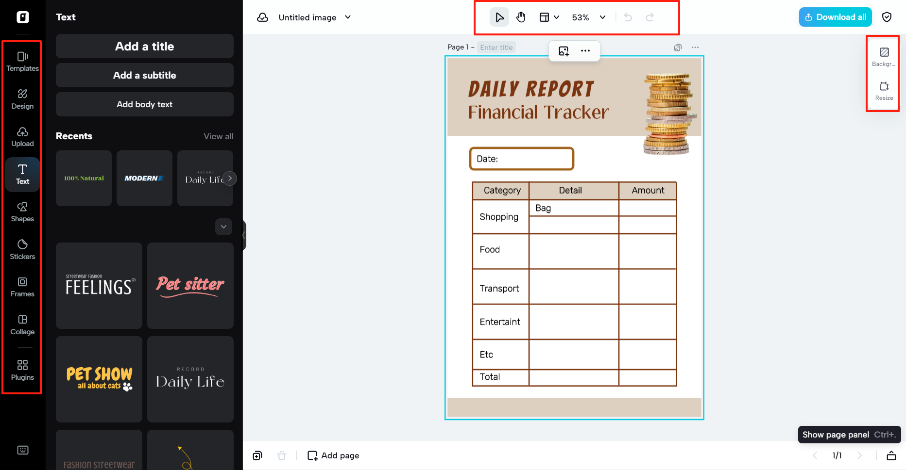 Intuitive design workspace