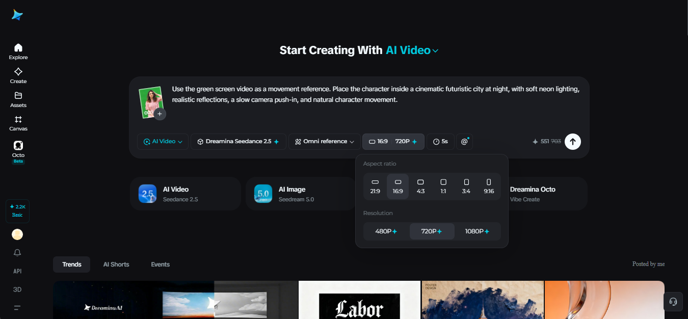 Write a detailed video prompt and adjust settings
