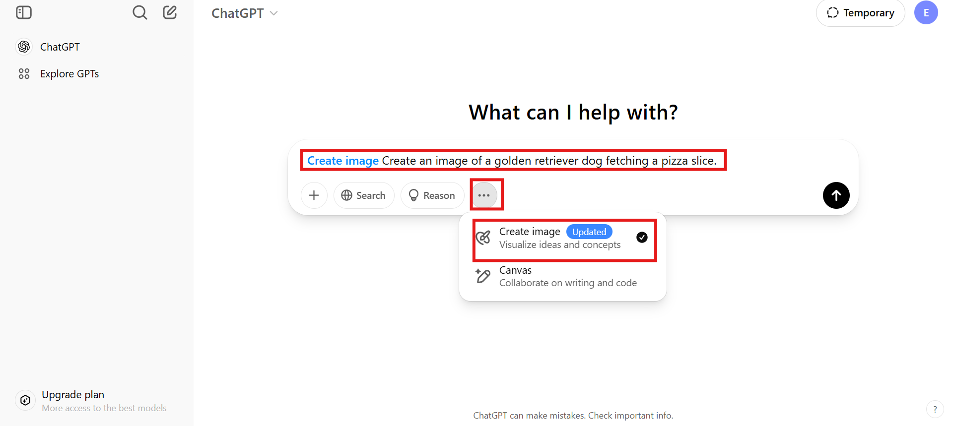 Enter the text prompts to create a ChatGPT photo