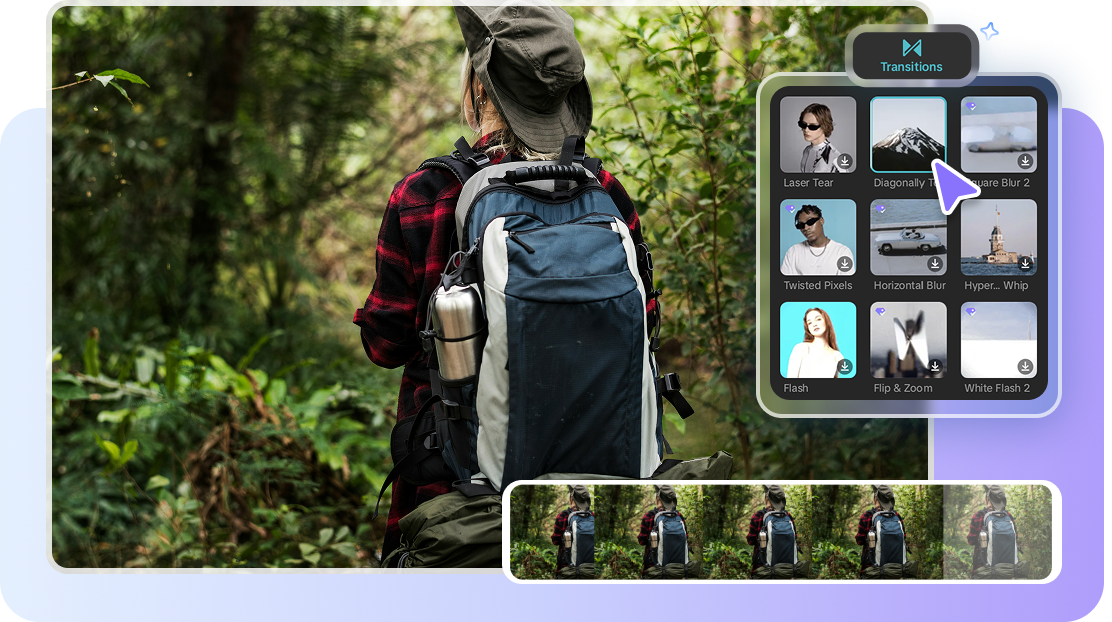 Wide variety of transitions for videos in CapCut