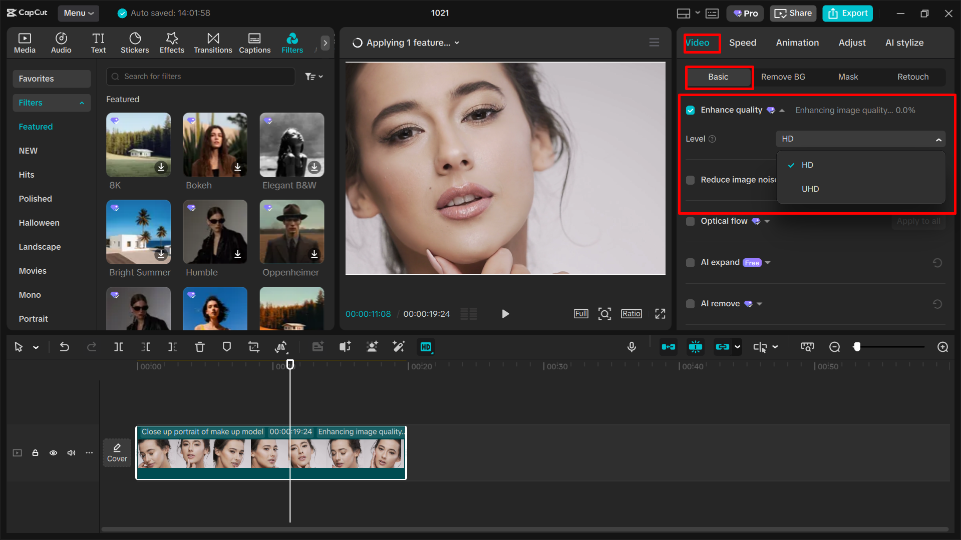 Enhancing the quality of video using the Capcut high definition video converter free download