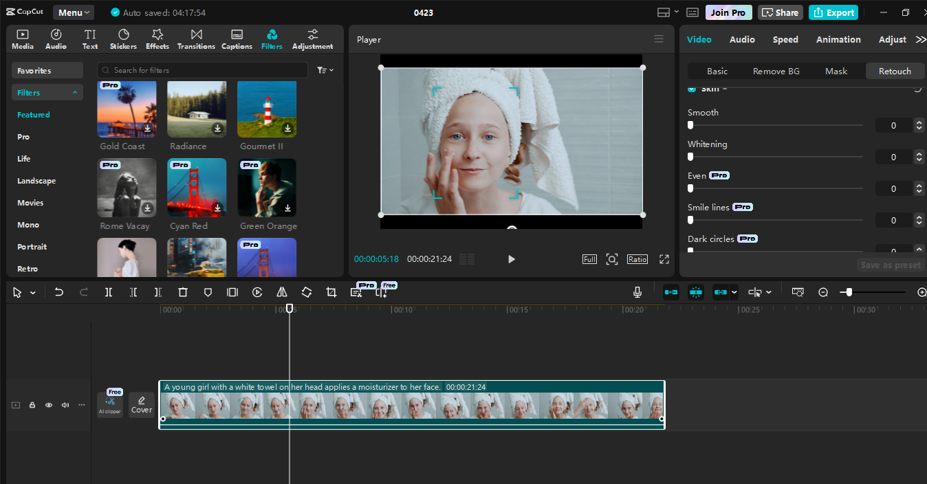 Interfaccia di CapCut editor video desktop - Miglior software per applicare strumenti AI trucco