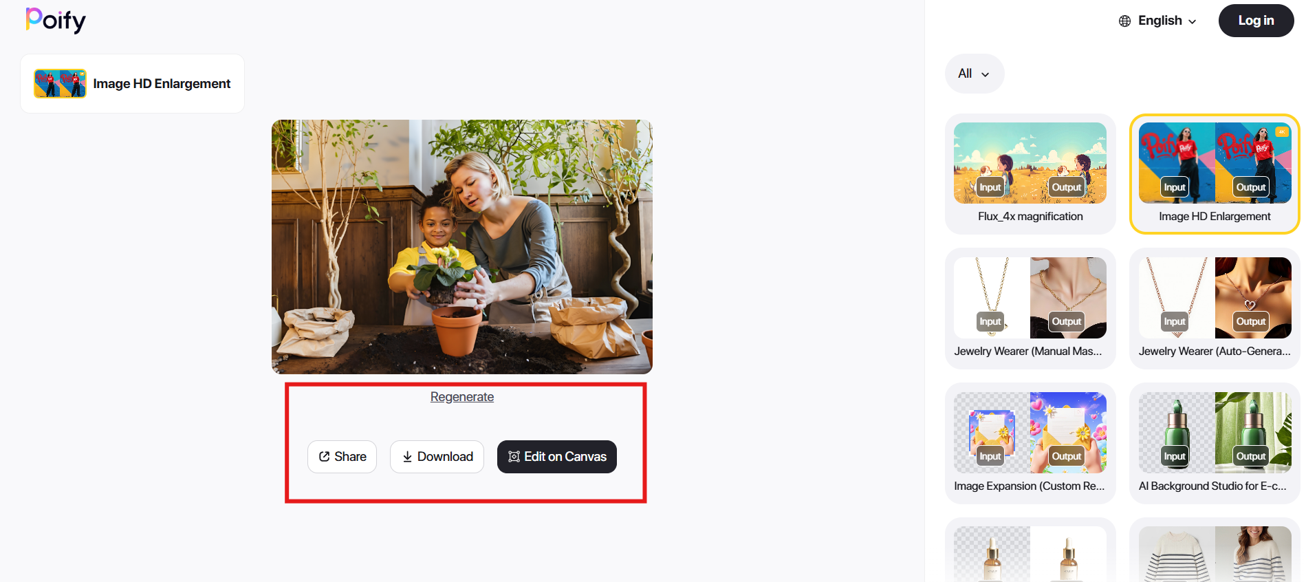Review, refine and export enhanced image