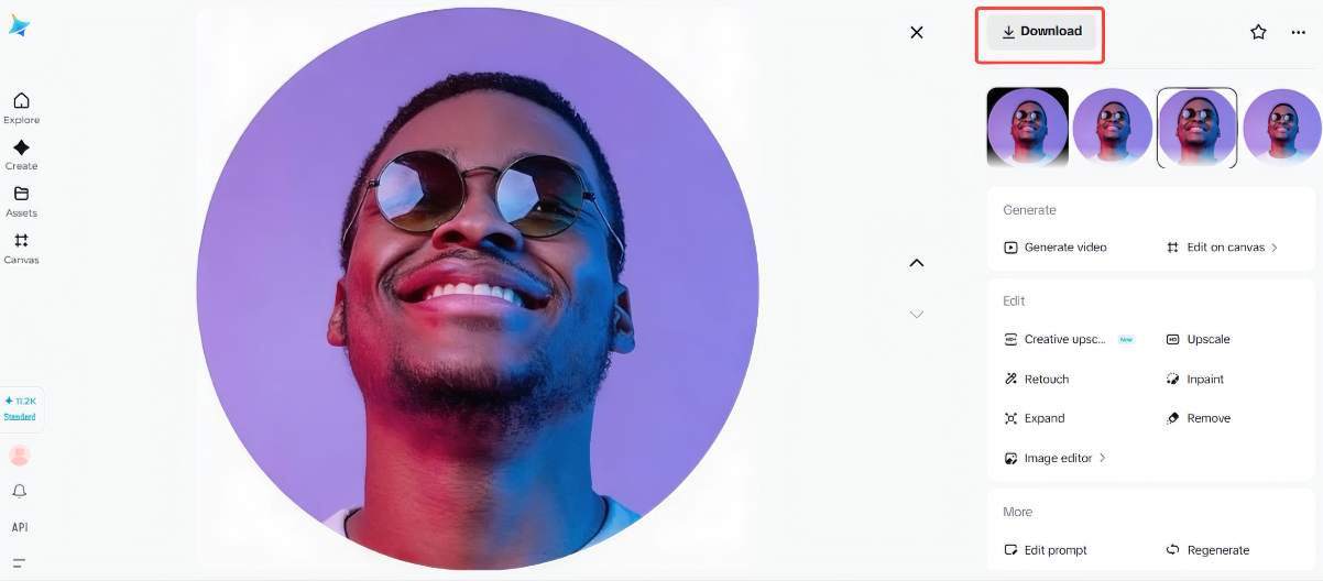 Tải ảnh trong Dreamina