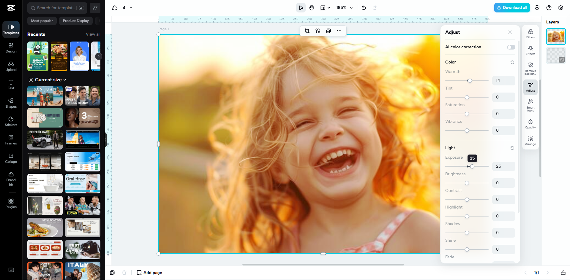 Interface of CapCut Web - a free online JPEG to PNG converter