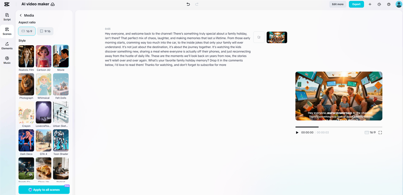 Create video with script