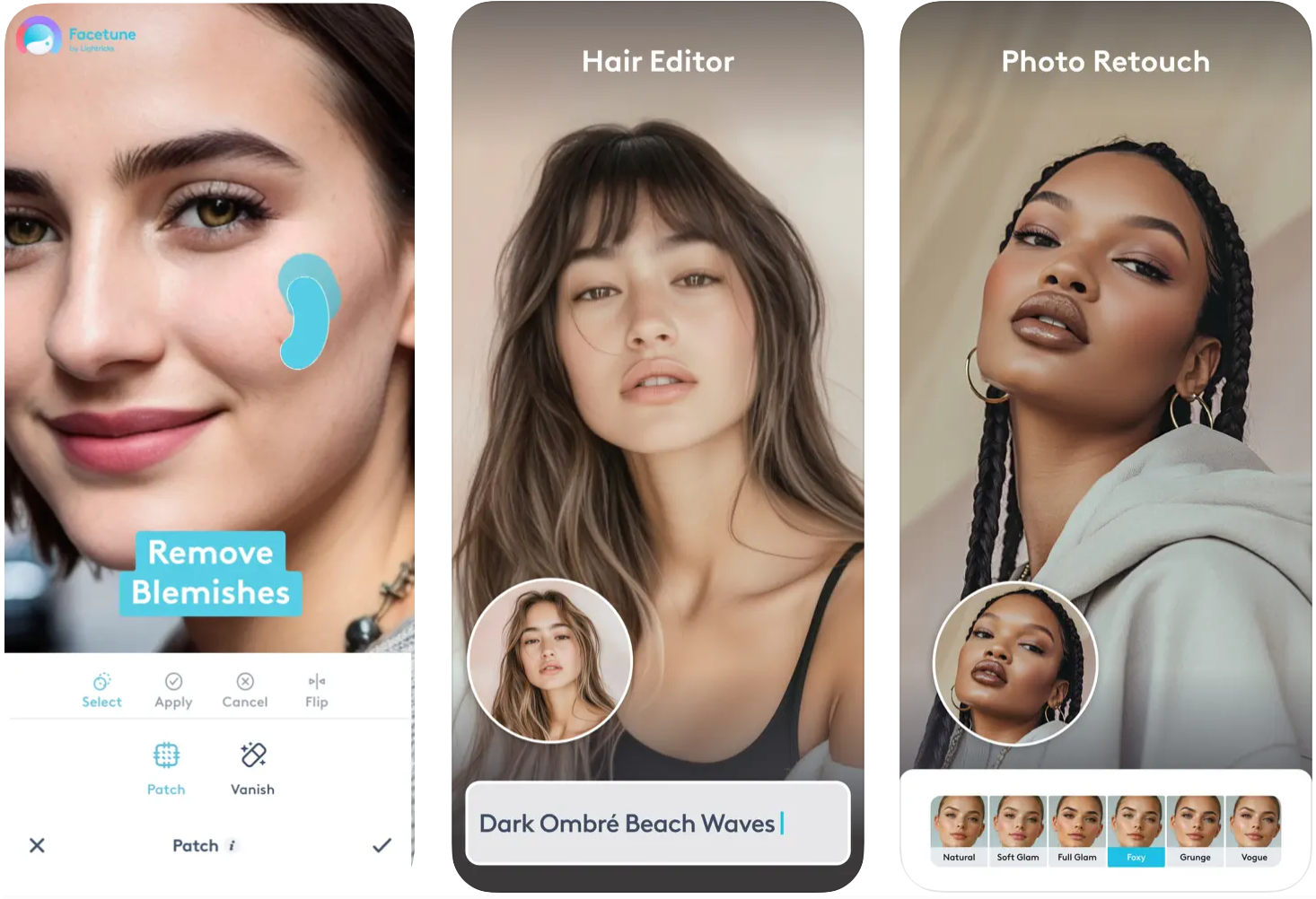 Editing interface of the Facetune AI photo and video editor