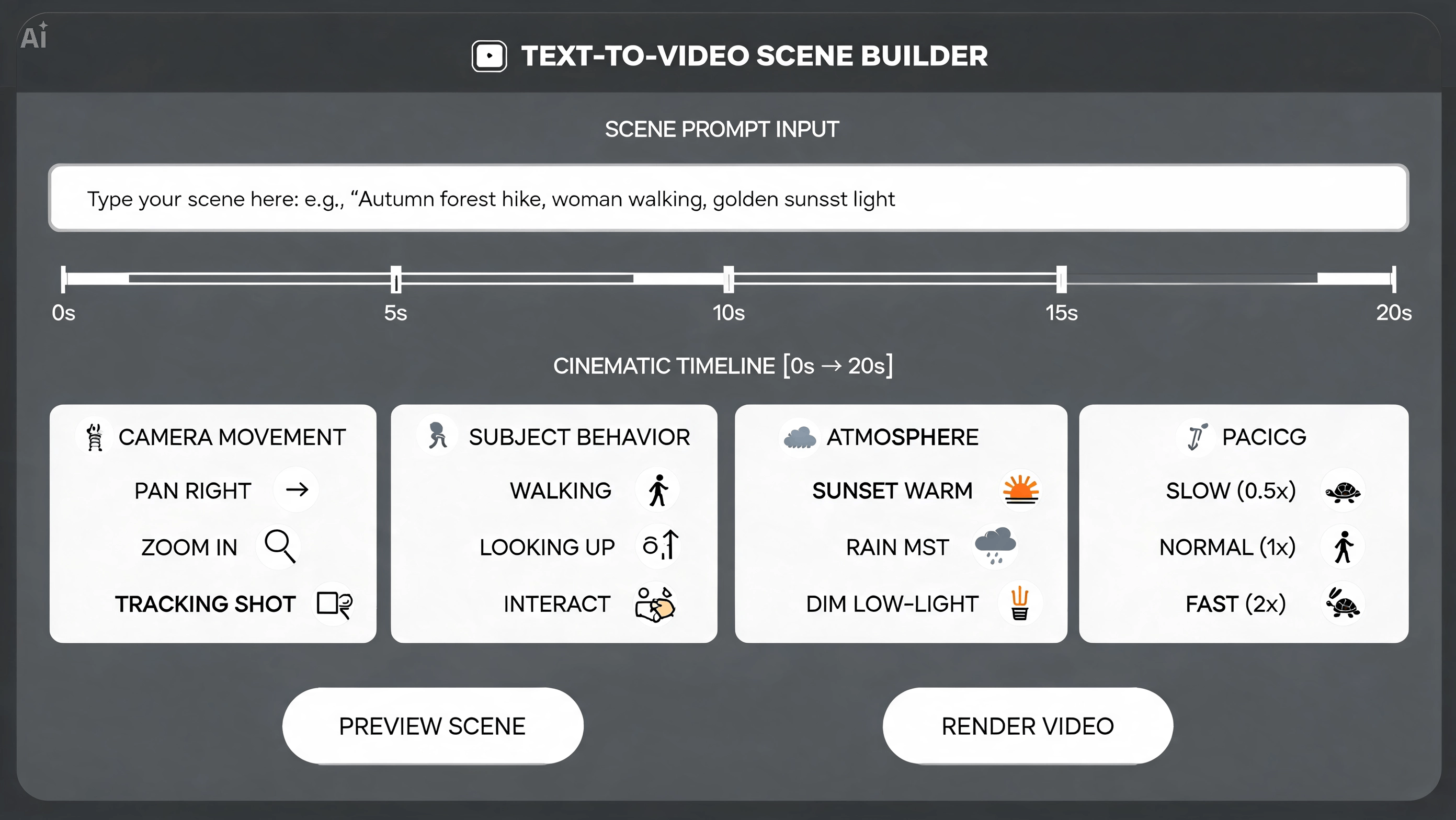 Text to video scene generation