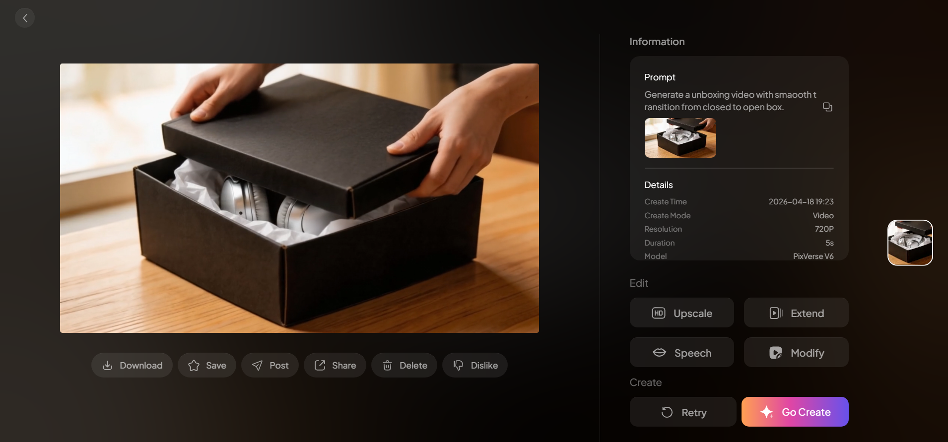 PixVerse interface