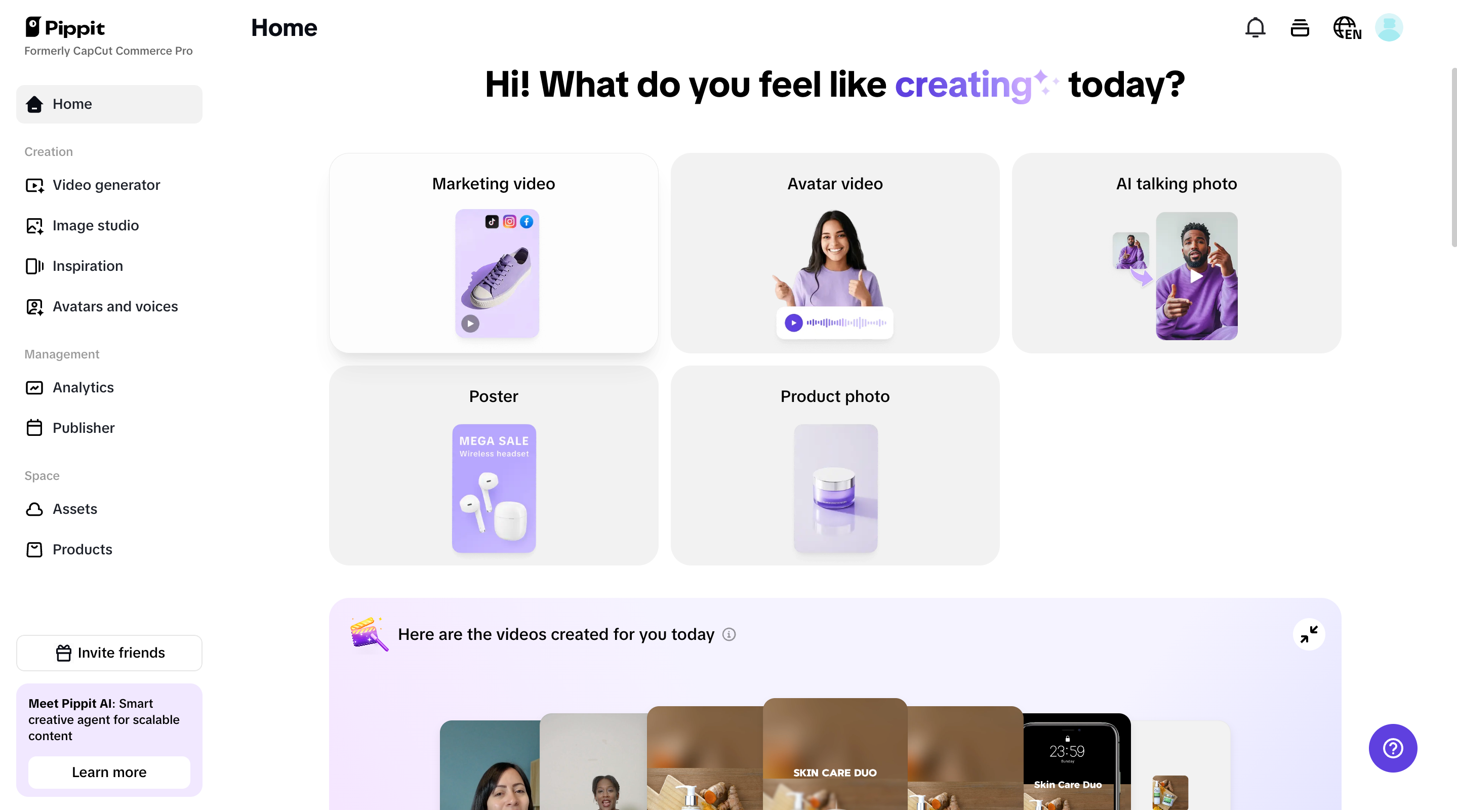 Pippit homepage