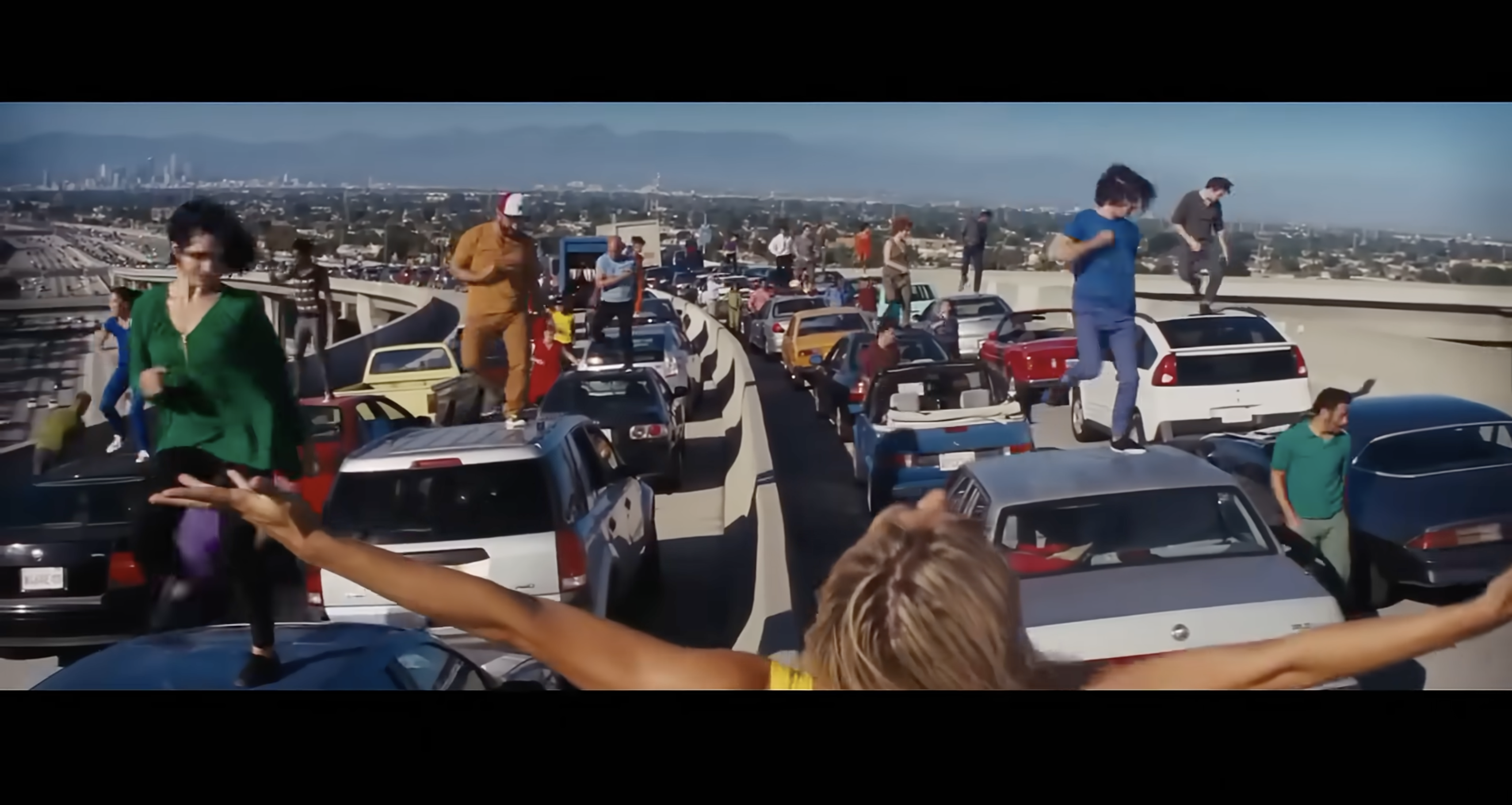 Guindaste dinâmico e tiro de rastreamento da abertura de La La Land