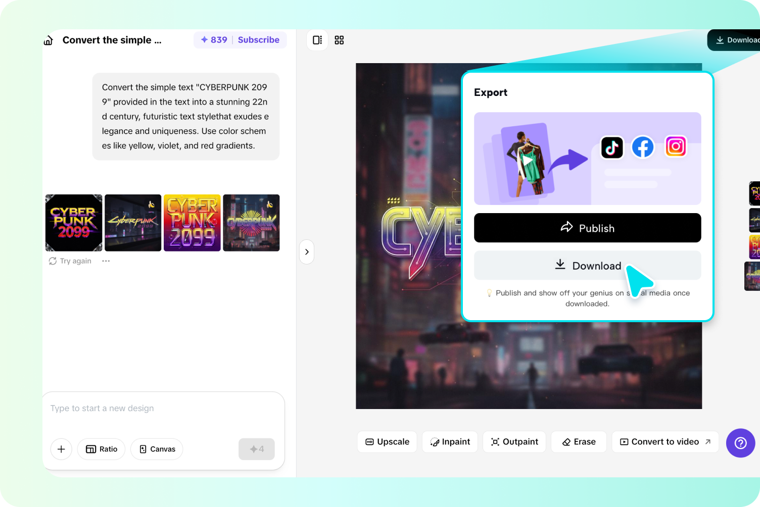 Export your finalized results