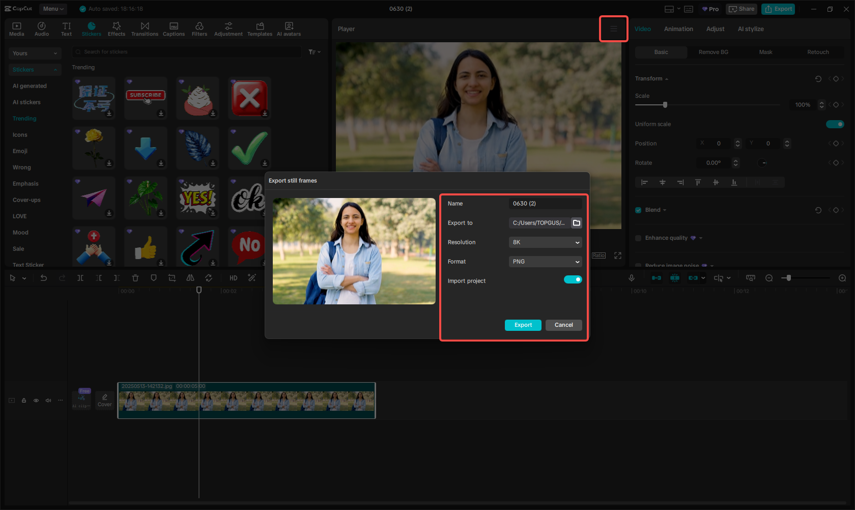Exporter l'image au format PNG