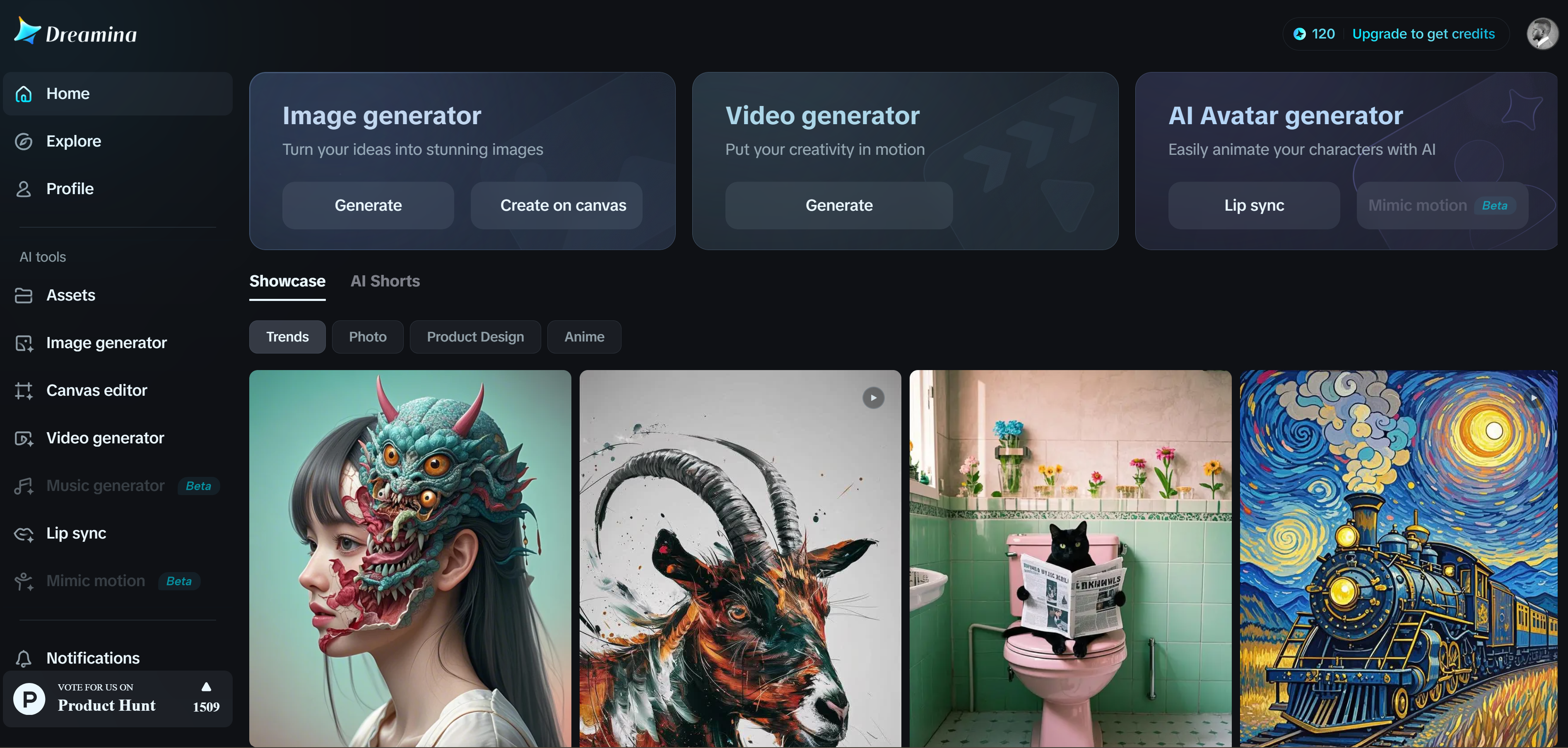 Dreamina's pie chart generator online homepage