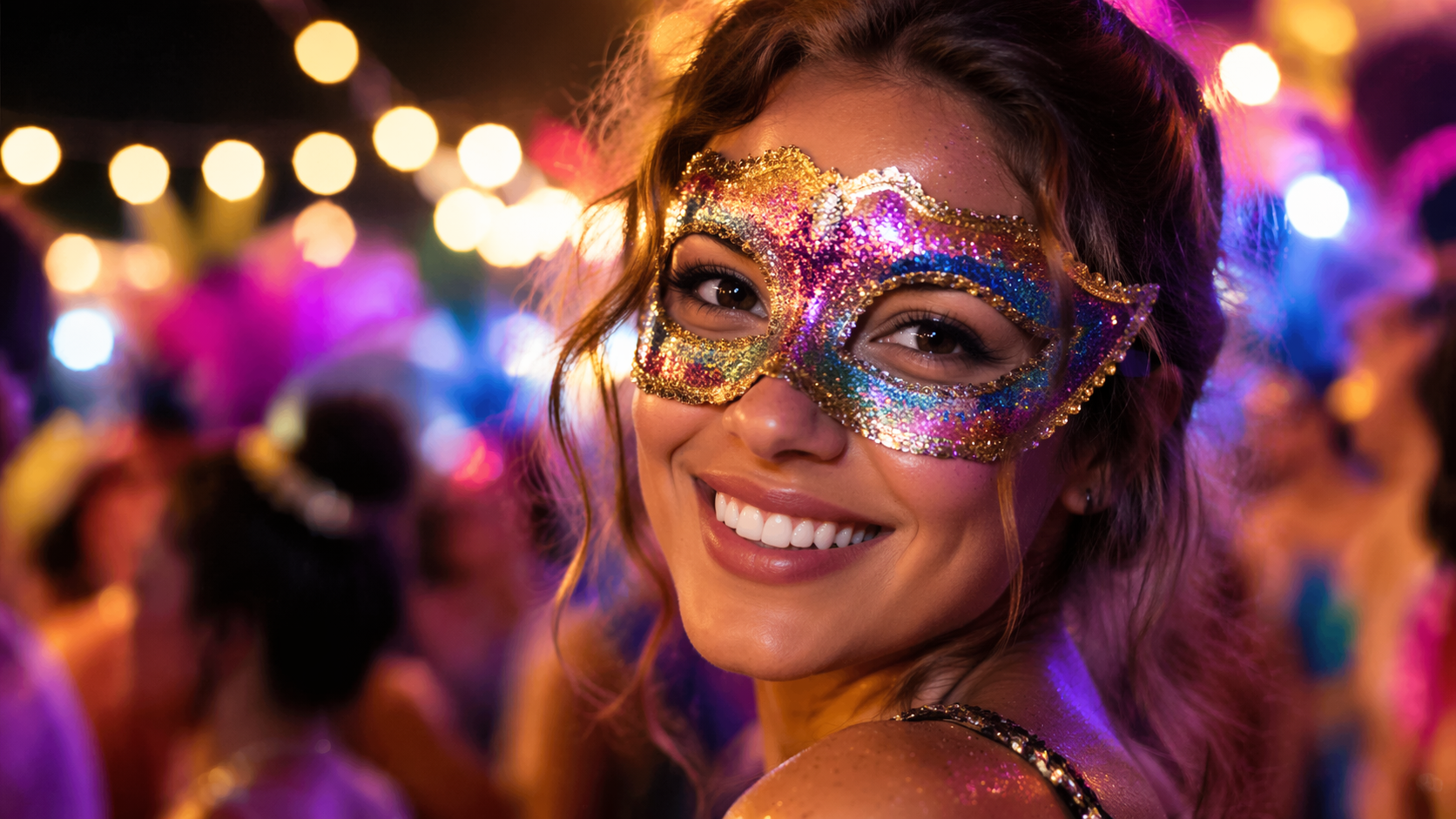 Dreamina add mask to photo: Festival glitter mask