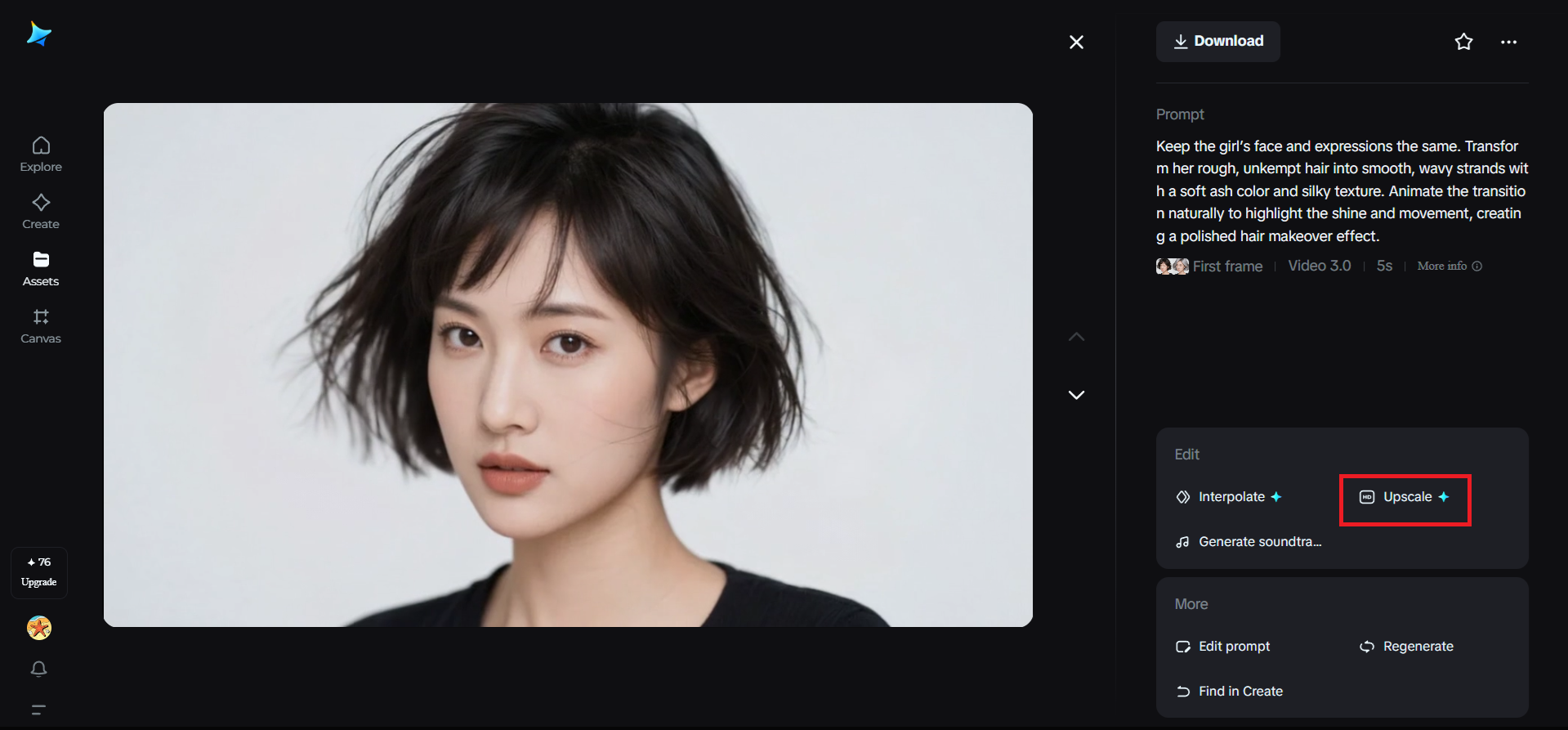 Función de mejora de calidad en Dreamina