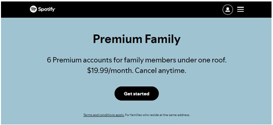 Visiting the Spotify family page on a computer