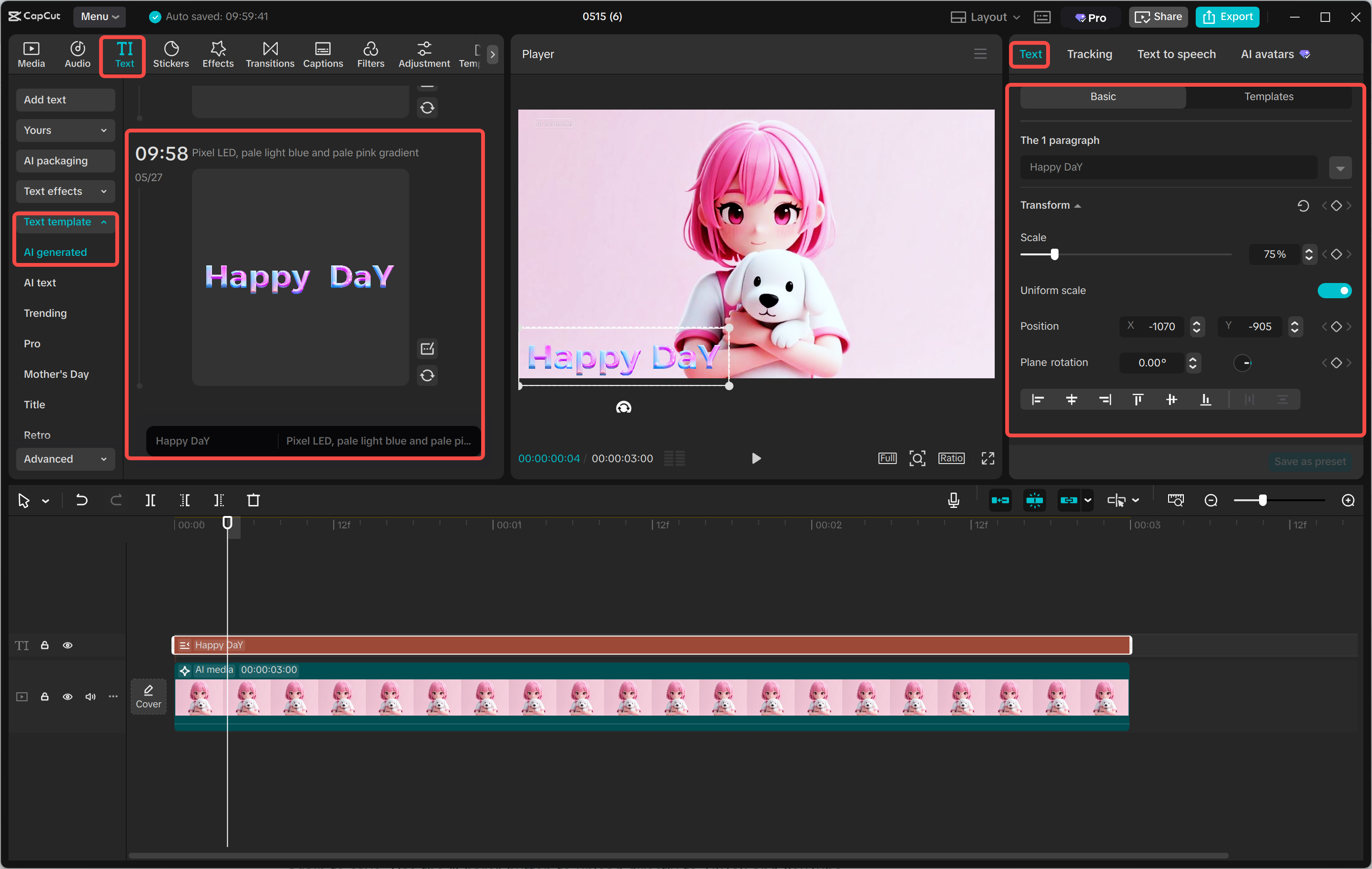 Create an AI gradient text effect