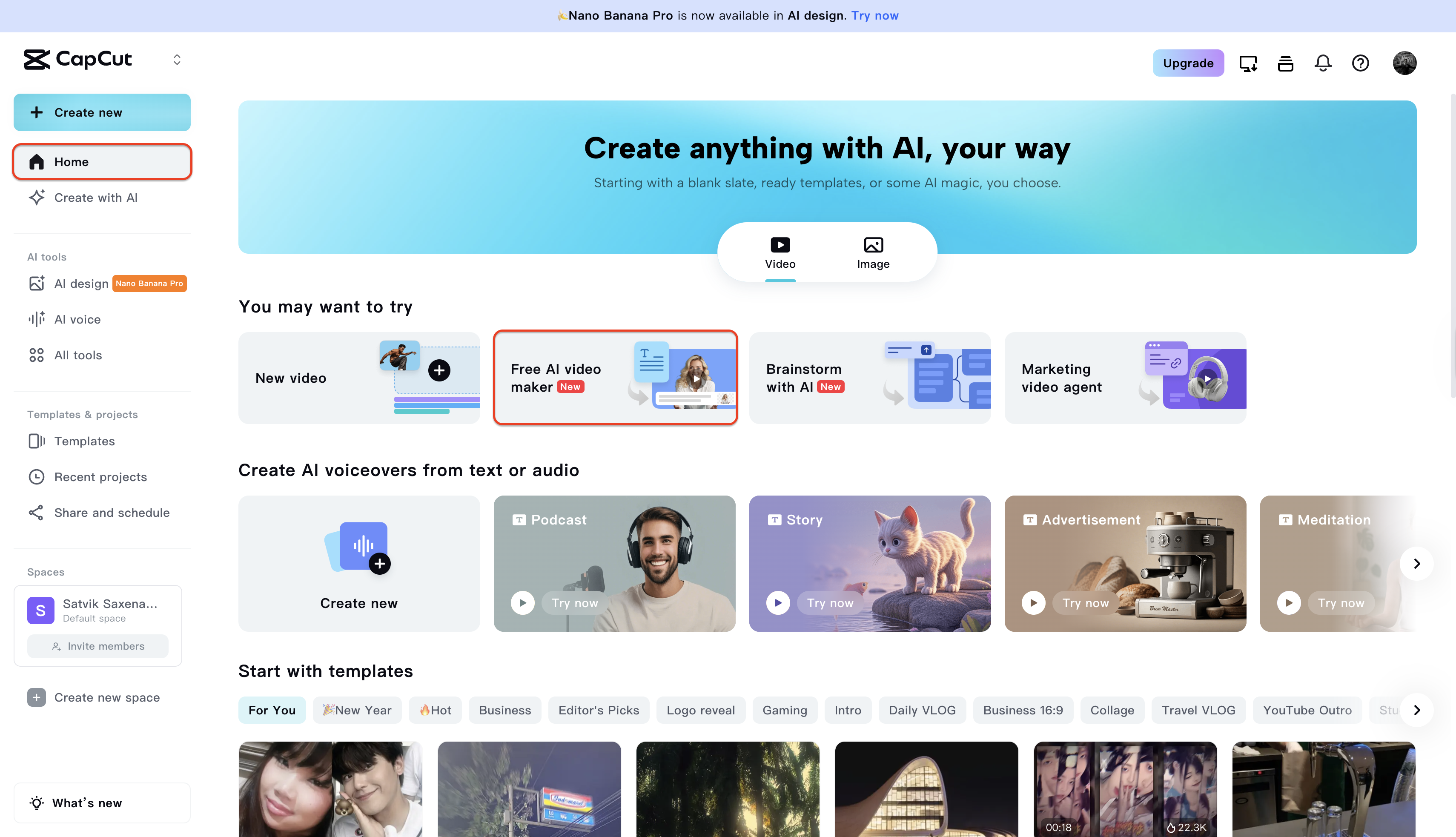 Go to the Free AI video maker