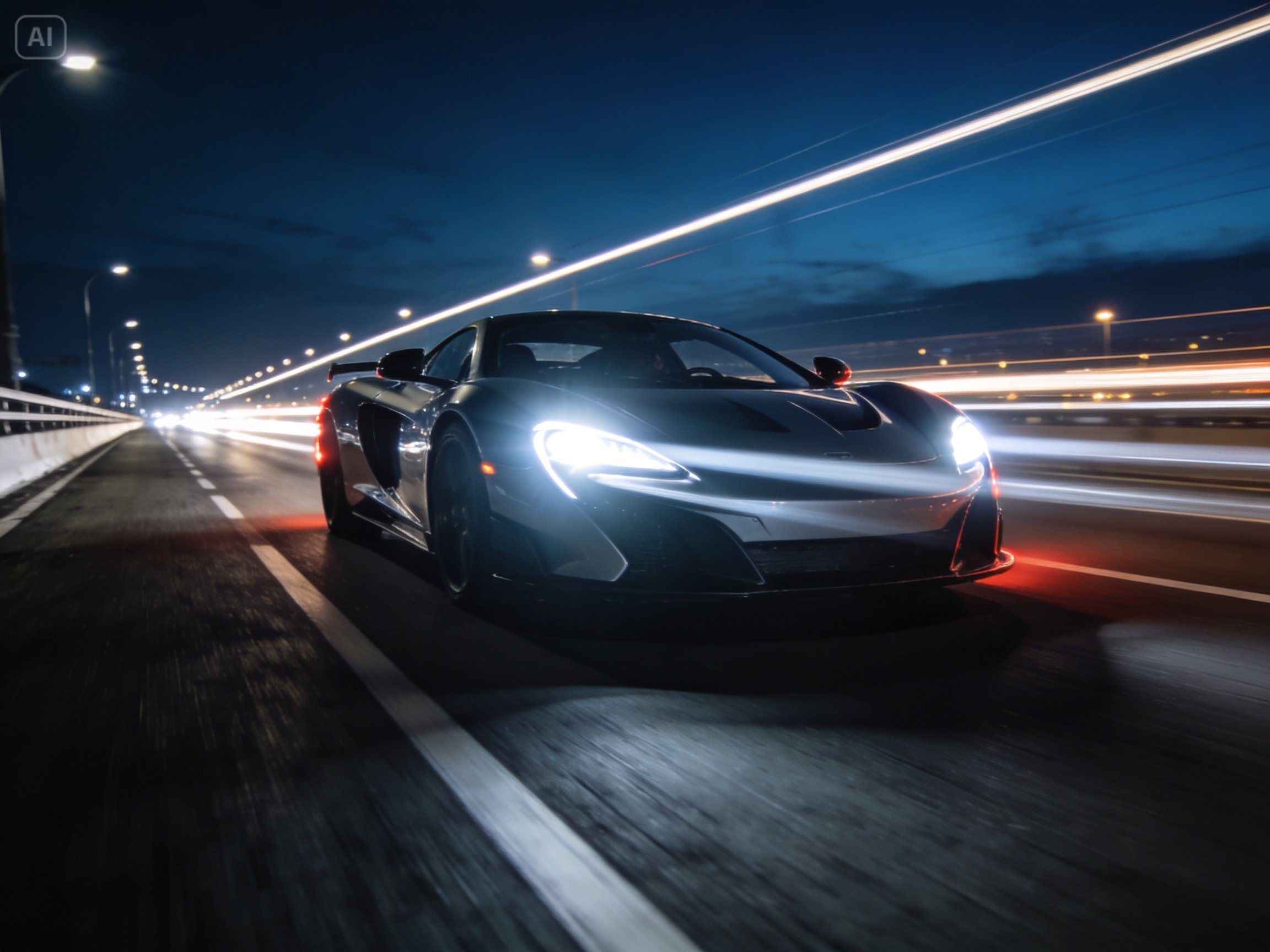 Prompt untuk mobil blur di jalan terbuka
