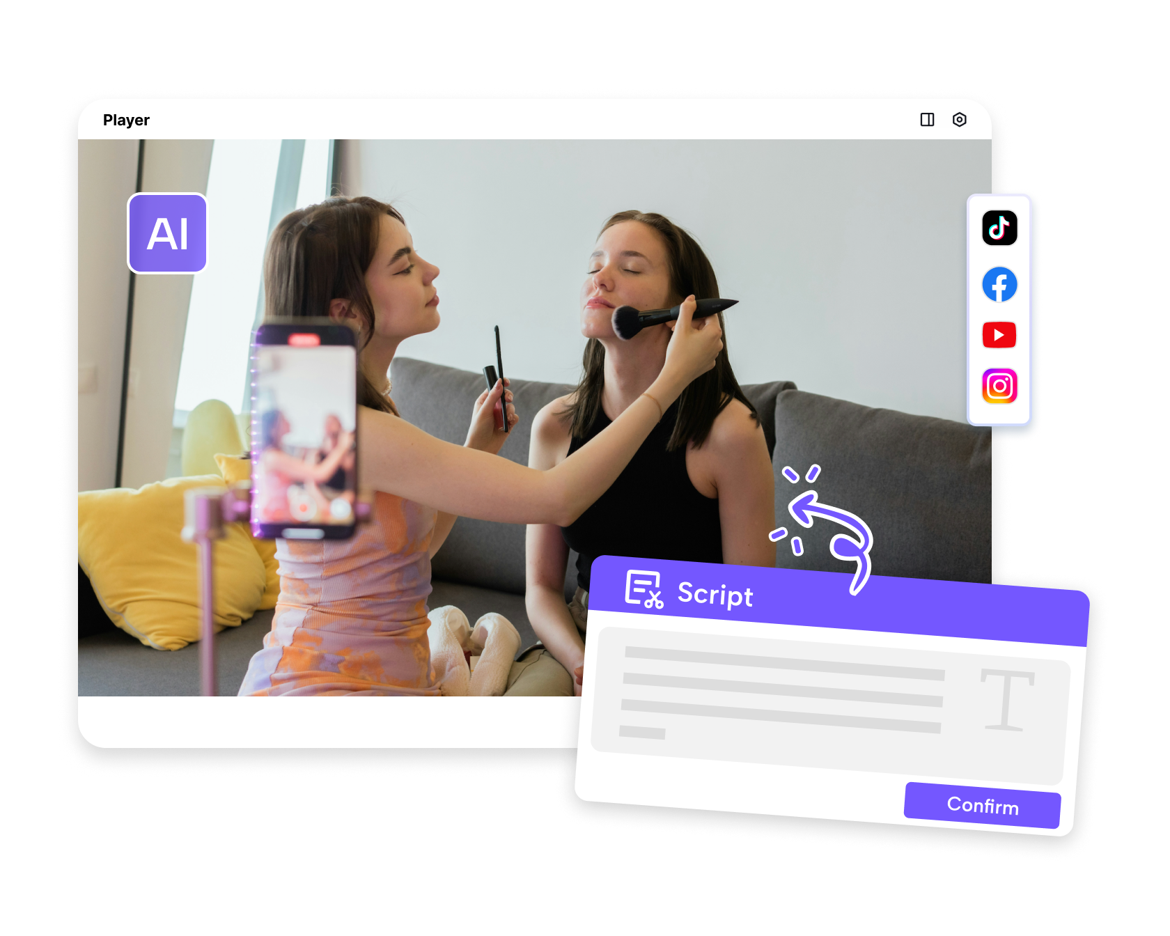 Pippit's Link to Video feature interface shown transforming a text-based customer testimonial into a short, engaging video.