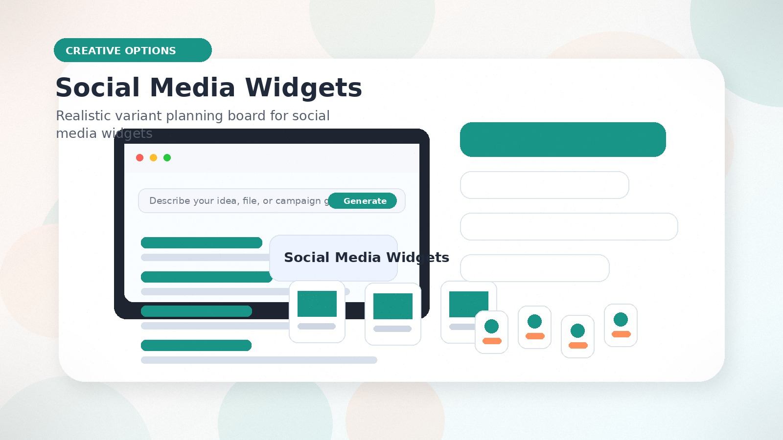 Social Media Widgets realistic creative options visual for social media widgets