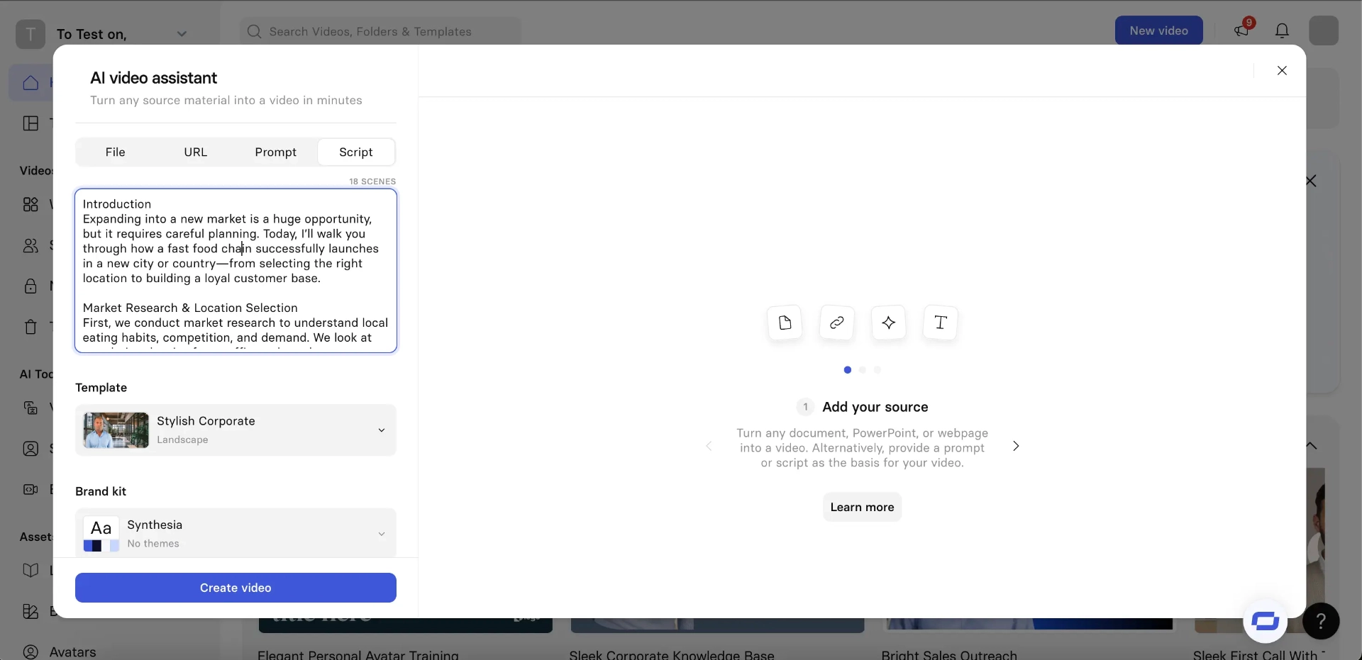 Synthesia AI video assistant