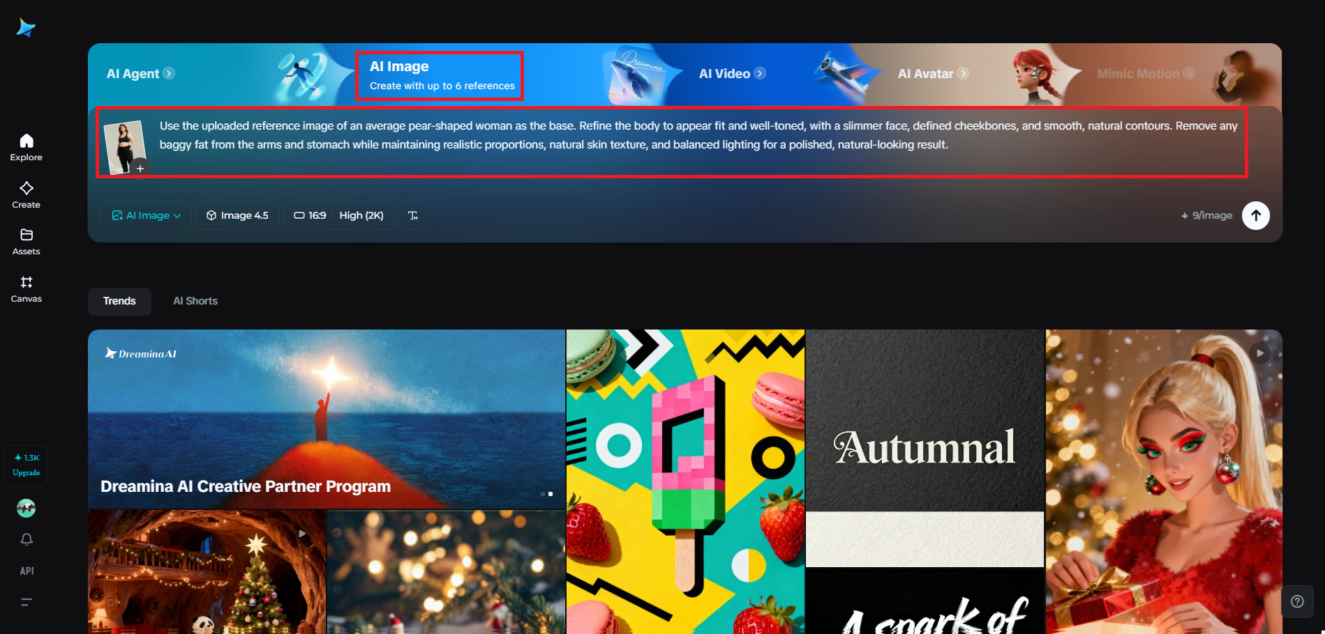 Upload reference images and write a precise prompt