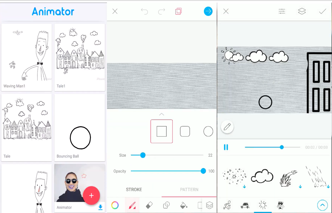 Schnittstelle von Piscart Animator - der beste KI-Cartoon-Video-Generator auf Android