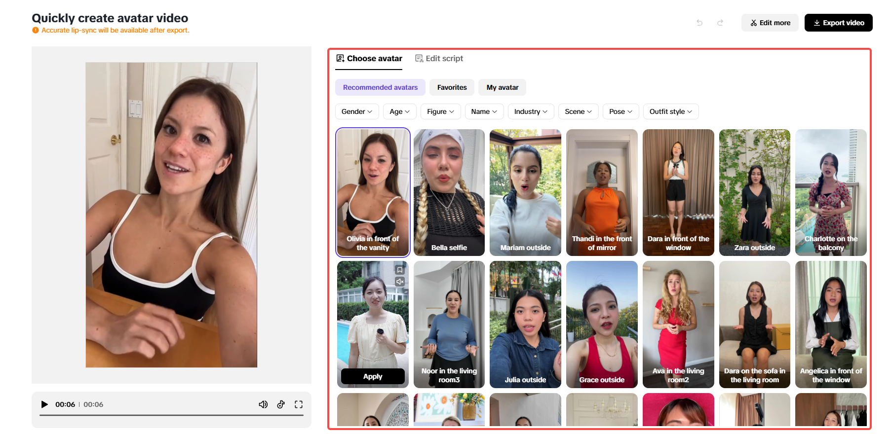 Pippit AI avatars