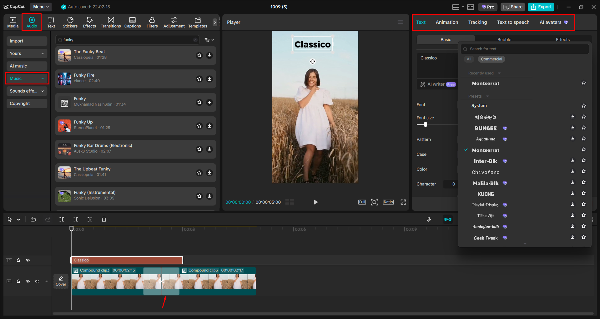 Adding text and music to the video with the CapCut desktop video editor