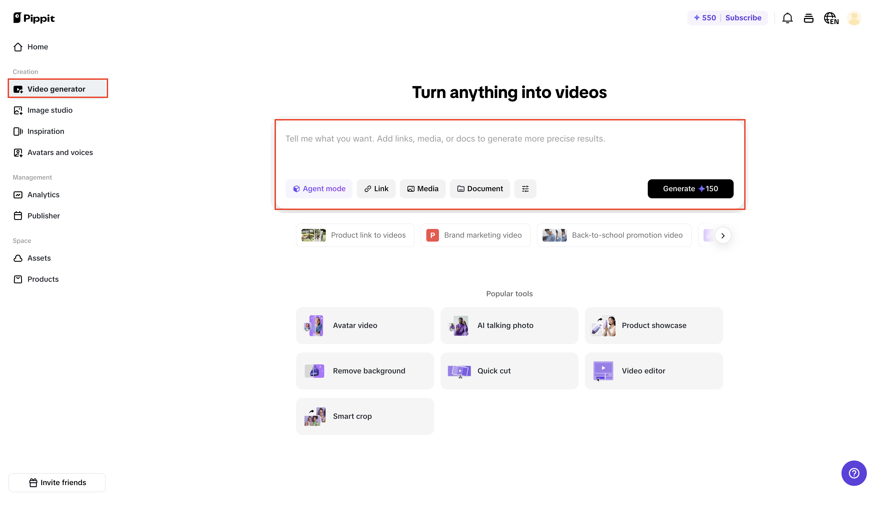 Enter your product link and generate