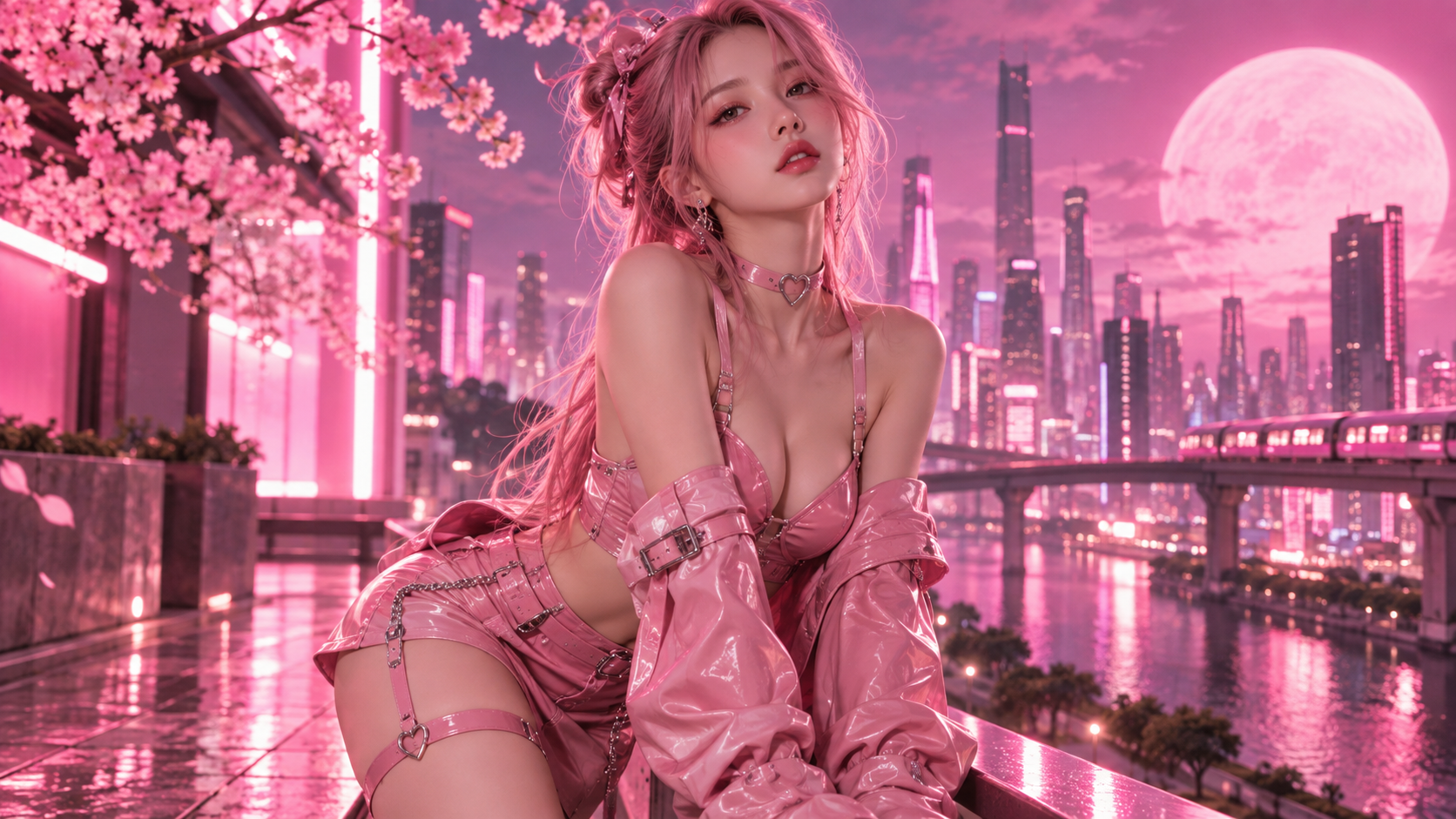 Pink Mode Anime Fashion PV video prompt example 2