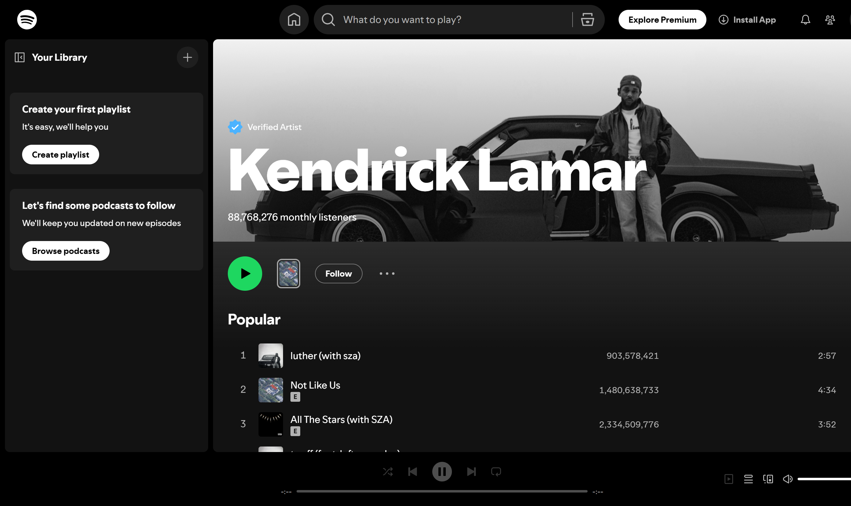 Kendrick Lamar - mest streamade Spotify-artist känd för kraftfull berättande