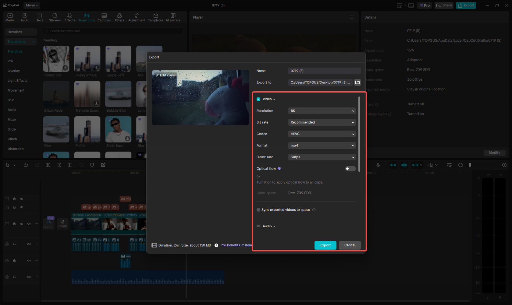 Export the video