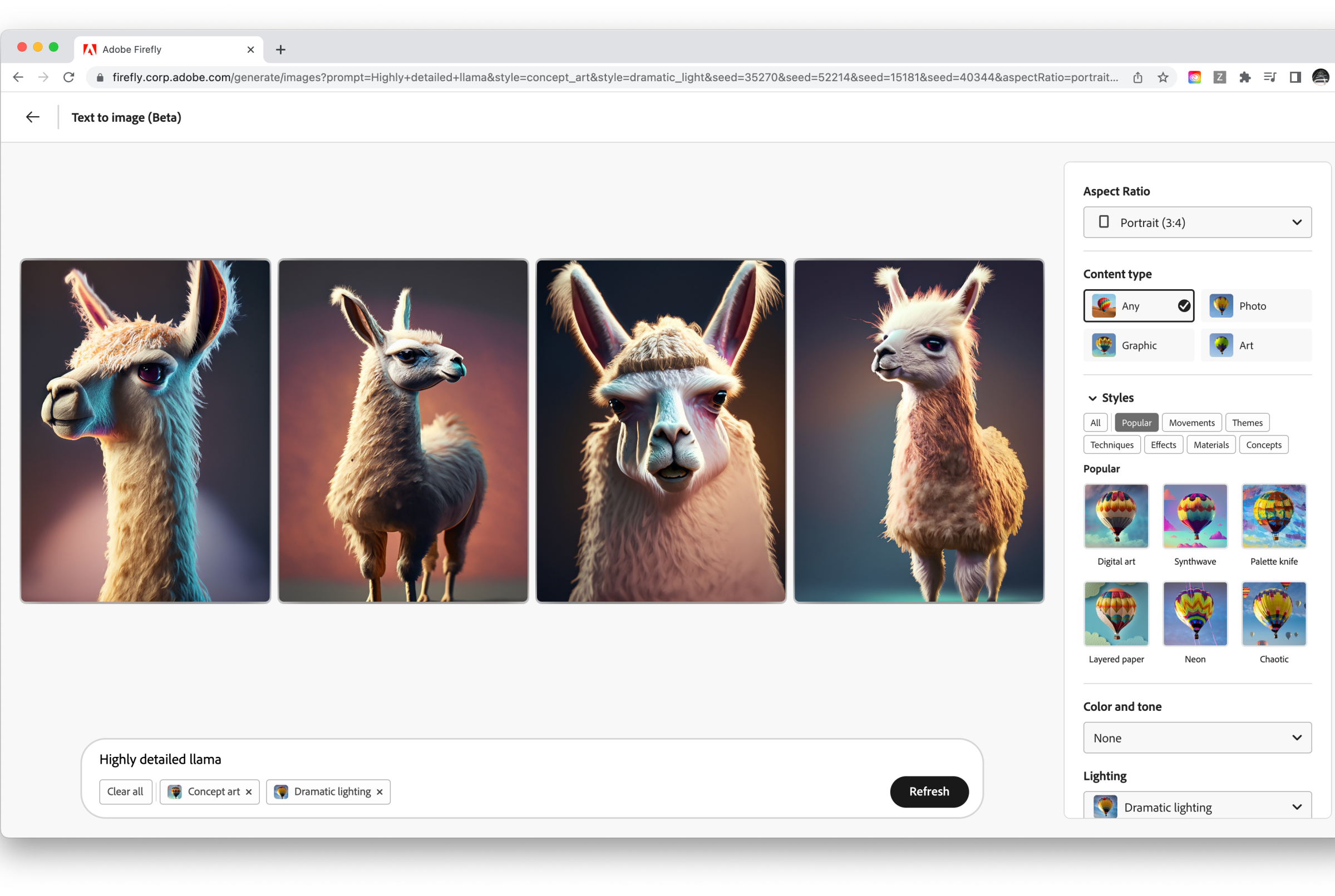 Interface van Adobe - de meest populaire generatieve AI-afbeeldingengenerator.