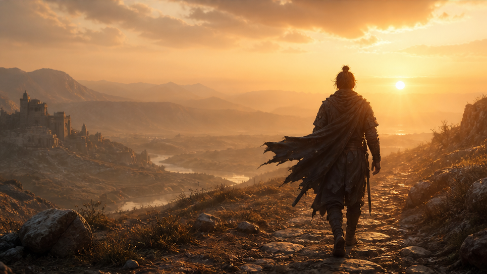 Warrior Reflection Walk toward sunrise after hardship