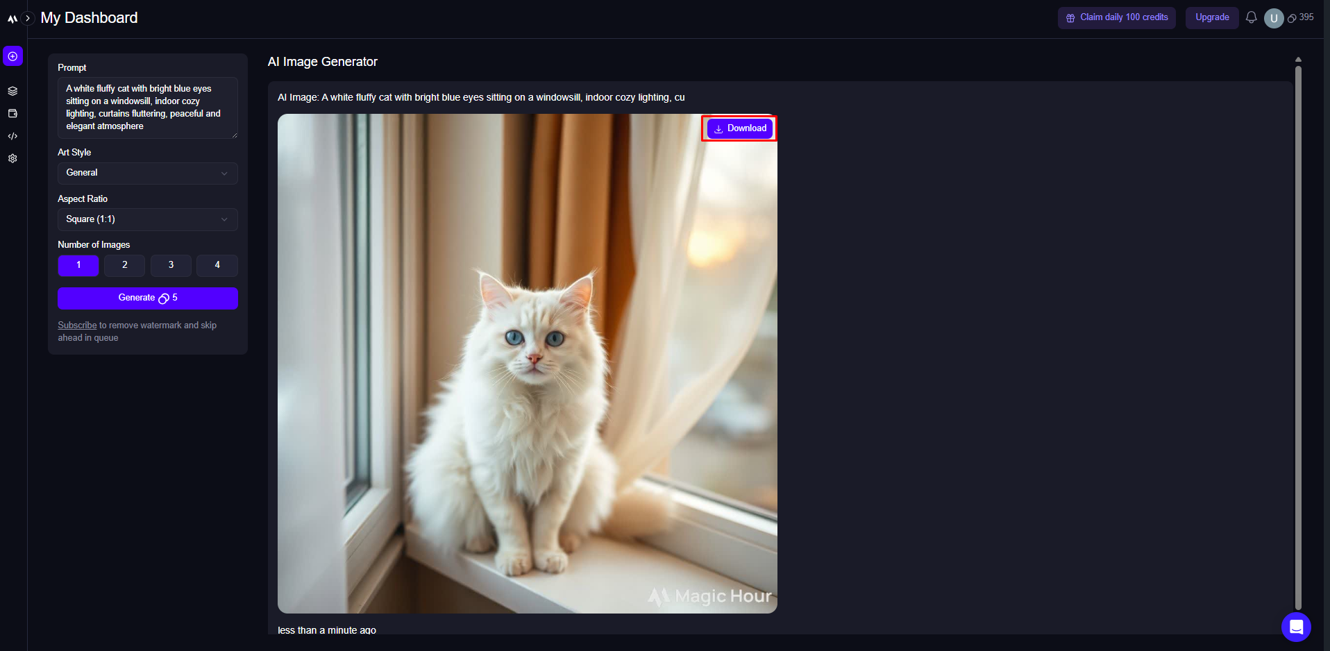 Generating image with Magic Hour AI
