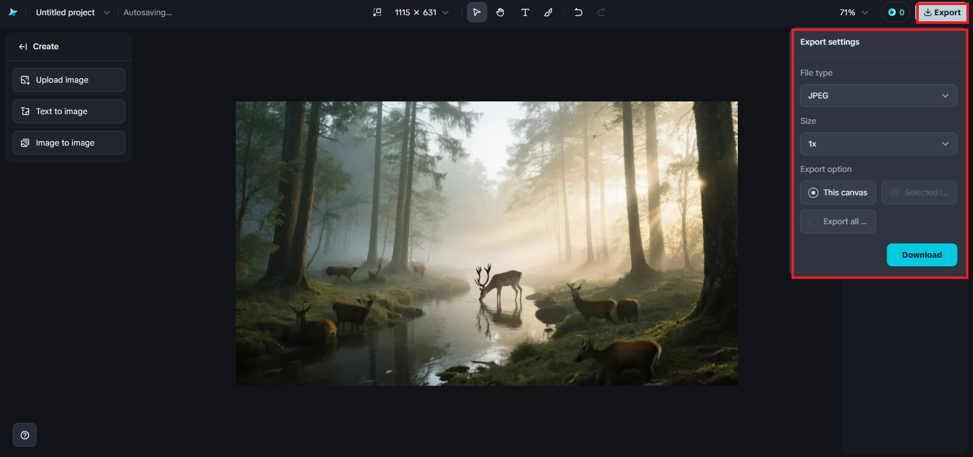 Either download or choose inpaint