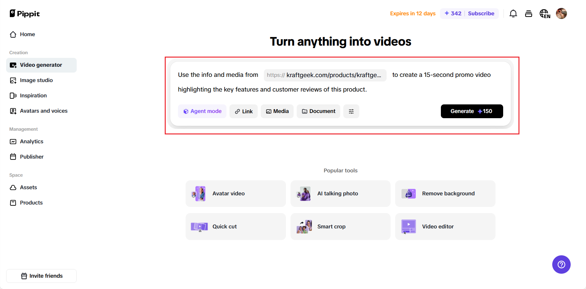 One-click video generation