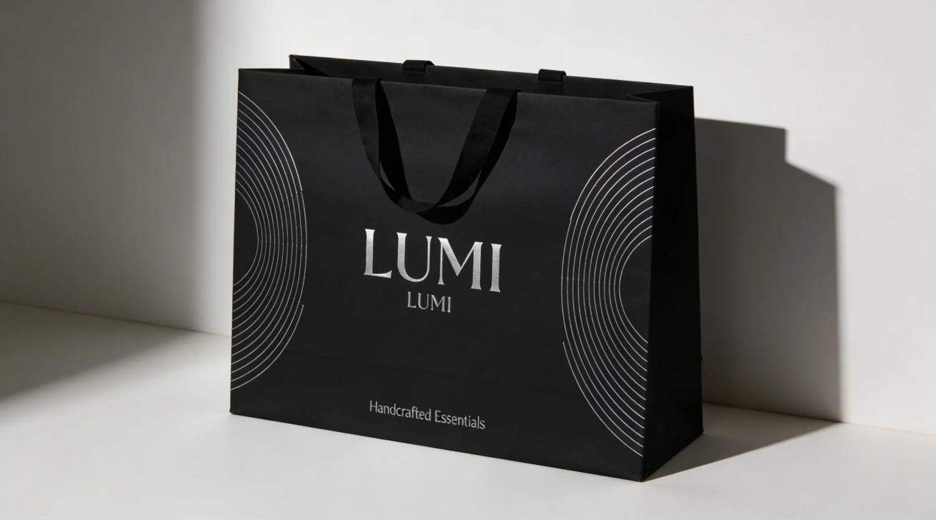 Obraz makiety czarnej papierowej torby