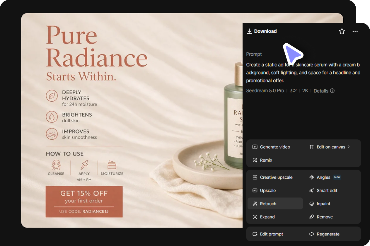 Pinuhin at i-download ang iyong natapos na static na ad