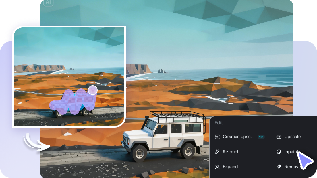 Edit 3D low-poly art using Dreamina AI tools