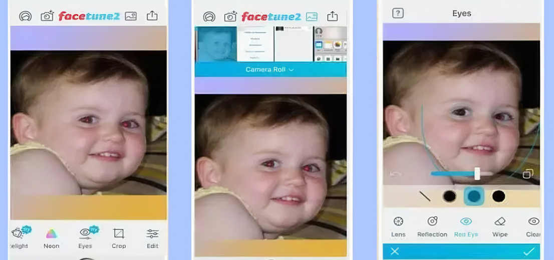 Remove red eyes using the Facetune app