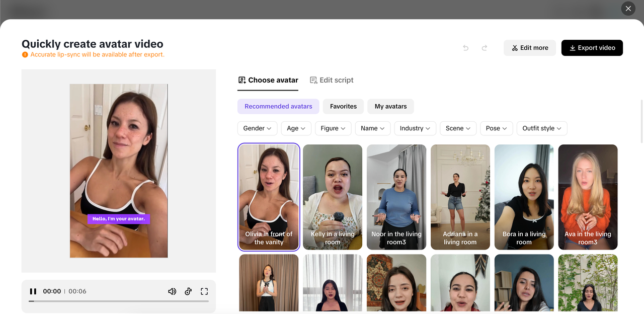 Lifelike AI avatar feature