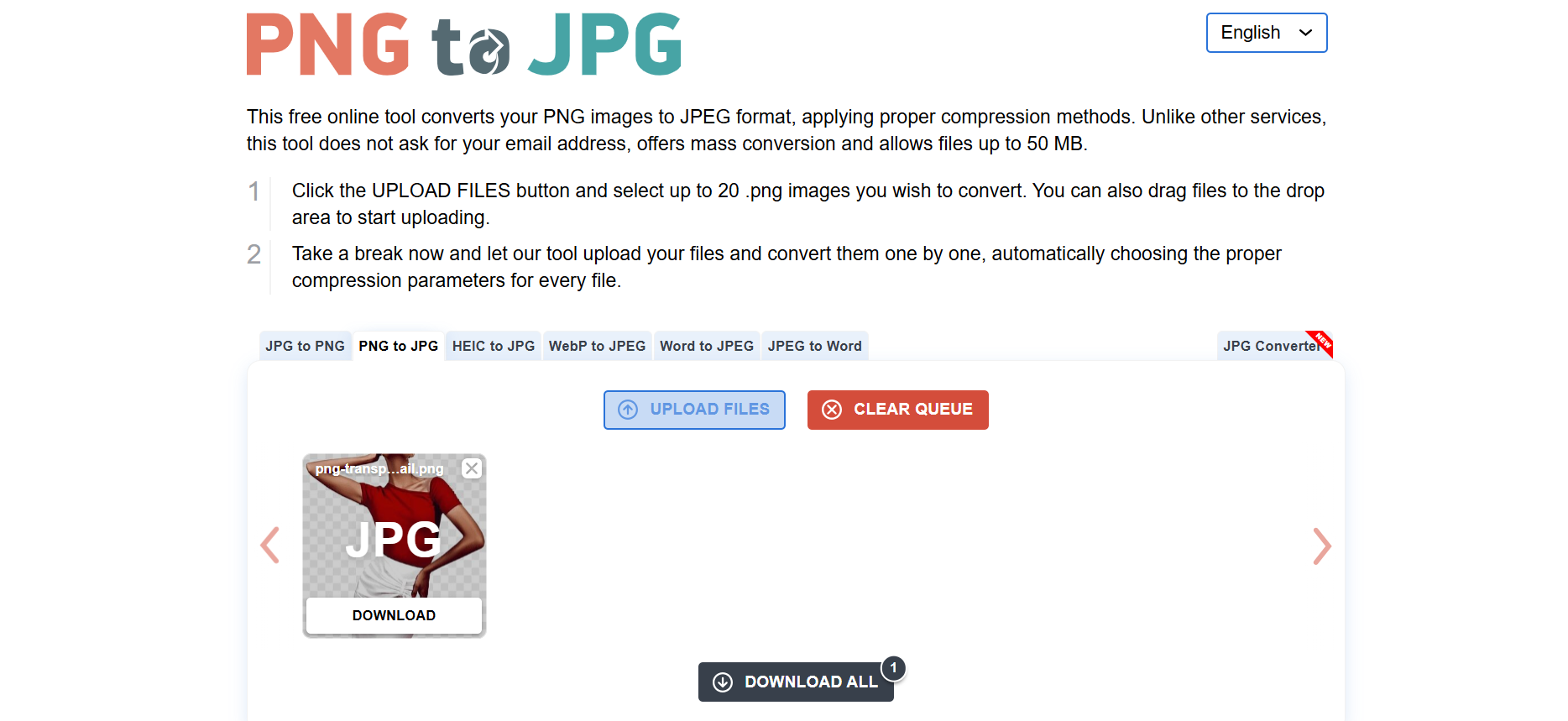 Turn PNG to JPG with the PNG to JPG tool